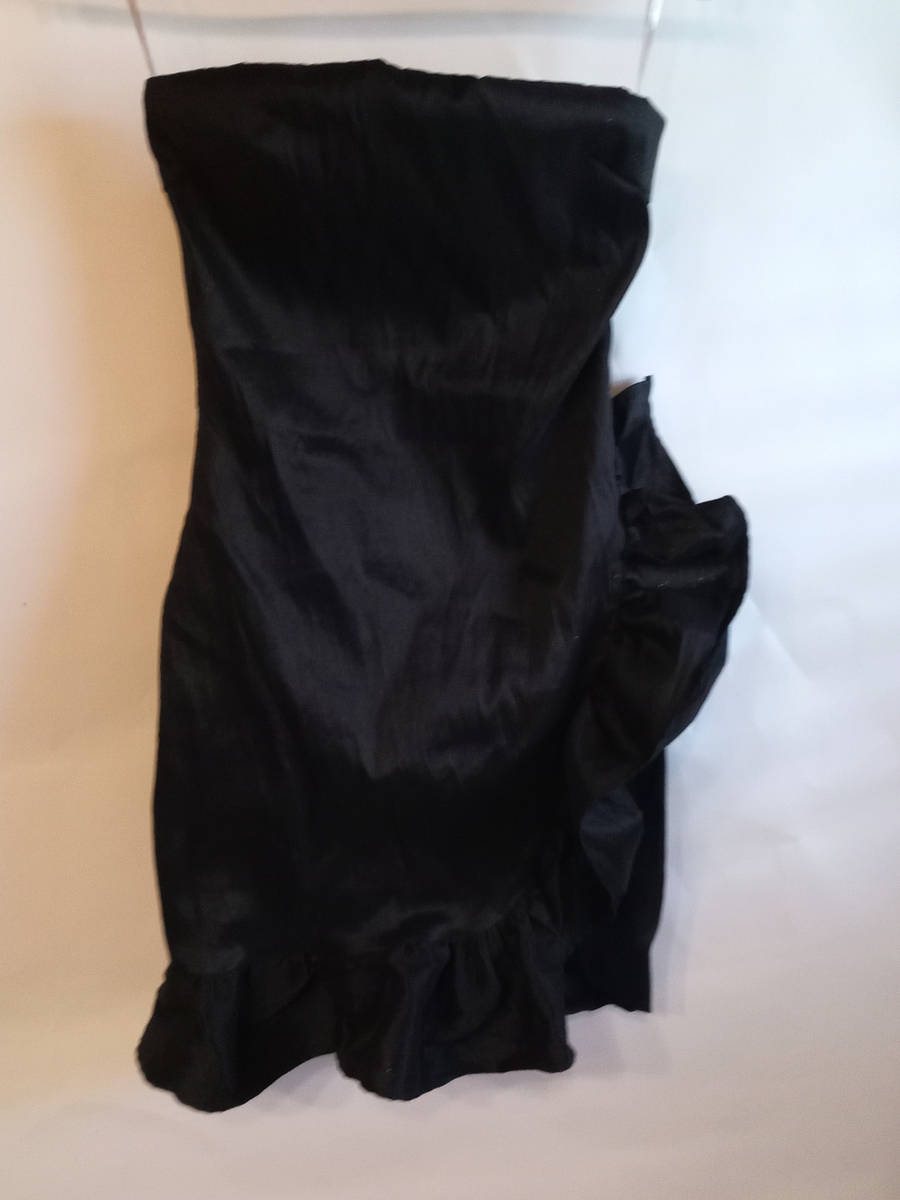 Club L London Black Strapless Ruffle-Hem Evening Dress